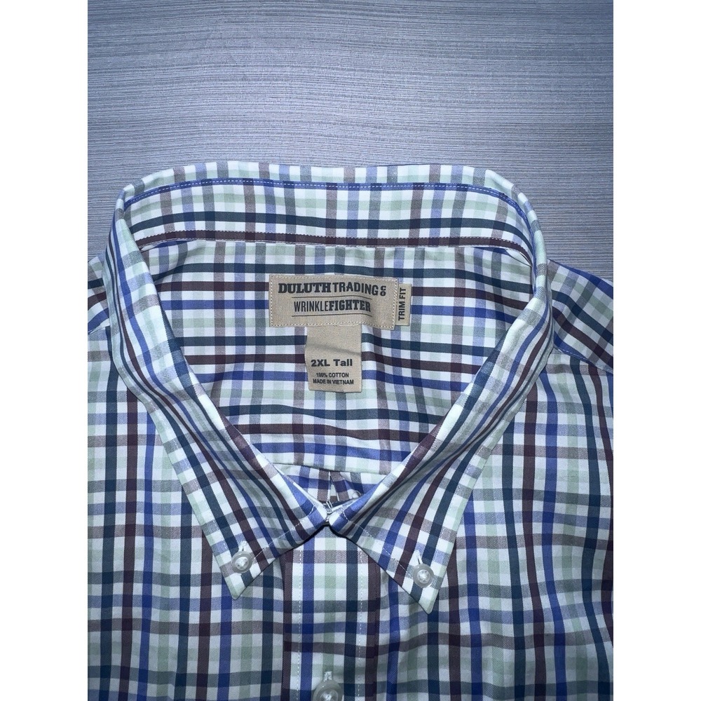 Duluth Trading Co Wrinkle Fighter Multicolor Plaid Button Up Shirt Mens SZ 2XLT - Picture 5 of 16